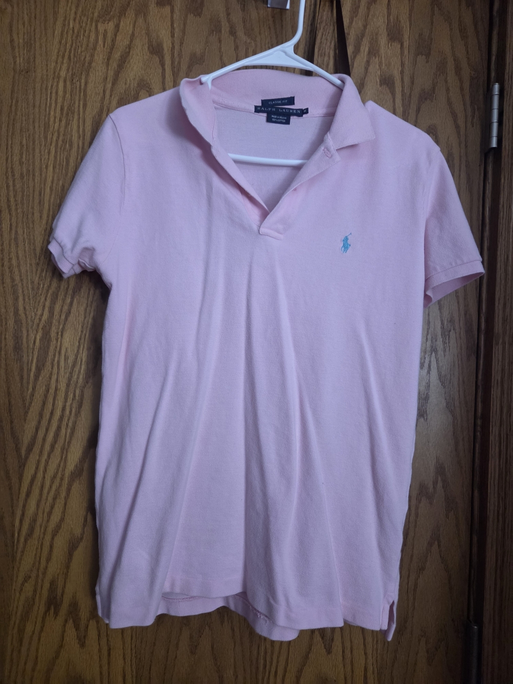 Ralph Lauren Light Pink Womens Polo with Teal Pony